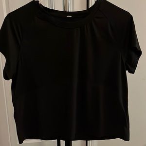 Lululemon black crop boxy mesh tee